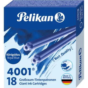 Cartouches d'encre grand format bleu royal Pelikan 4001 GTP/18, lot de 18 300735