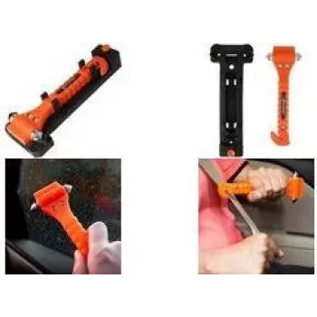 Marteau d'urgence 2-en-1 FIRST AID ONLY avec coupe-ceinture, orange, lot de 2 (P-30001 00)