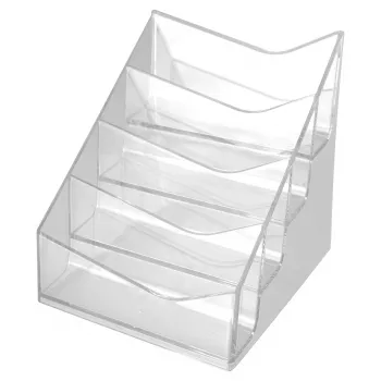 Présentoir à cartes de visite 4 compartiments HELIT H2350802 the helpdesk, polystyrène transparent, profondeur de compartiment 20 mm