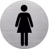 Panneau pictogramme WC dames HELIT, acier inoxydable, argent, autocollant, 115 mm H6271000