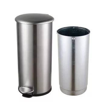 HELIT the zinc Poubelle à pédale 12 L argent acier inoxydable ronde Soft-Close H2406500
