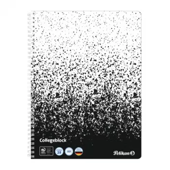 Pelikan Bloc-notes College Color Edition, A4, noir/blanc avec 2 marges, 80 feuilles, 70 g/m², sans bois, perforé 4 trous, 1 pièce 400197021