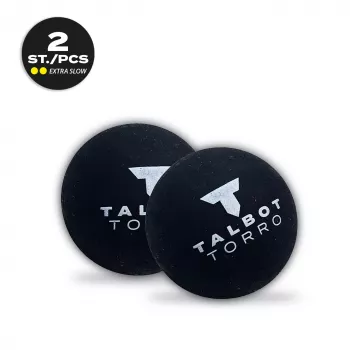Balle de squash TALBOT torro, noir/jaune, extra lente, double point jaune - 1 pièce (251107)