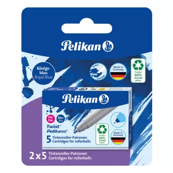 Cartouches d'encre pour roller Pelikan, lot de 5, bleu (824705)