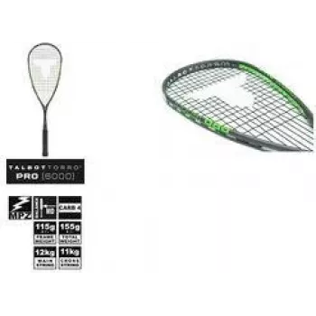 TALBOT TORRO Raquette de squash Pro 6000, noir / vert, offensive, construction en Y, 1 pièce (251006)