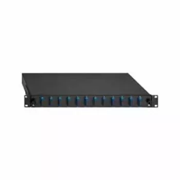 Panneau de brassage fibre optique Rutenbeck SC duplex SM 12 ports 1U 19 inch noir RAL 9005 extractible 2280308120