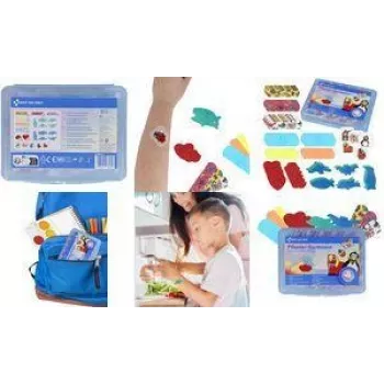 Assortiment de pansements pour enfants FIRST AID ONLY, 45 pièces hypoallergéniques en boîte plastique, 4 modèles (P-10069 00)