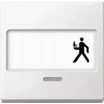 Bouton Merten System M avec champ d'inscription et fenêtre de contrôle, blanc polaire brillant 434719