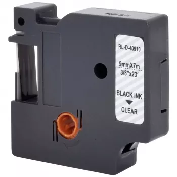 Ruban d'étiquetage Renkforce RF-LT-D40910 compatible pour DYMO D1 - 40910, 9 mm, transparent, noir, 7 m RF-6027842