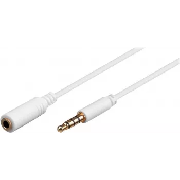 Wentronic Goobay câble de rallonge jack 3,5 mm, blanc, 0,5 m, TRRS 4 broches, mâle vers femelle 62359