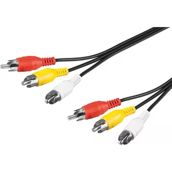 Câble de connexion RCA Wentronic Goobay 5 m, 3x RCA mâle vers 3x RCA mâle 50383