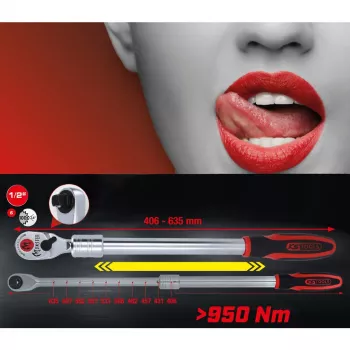 Clé à cliquet réversible KS Tools 935.1285 1/2 pouce, 635 mm, 72 dents, chrome-vanadium