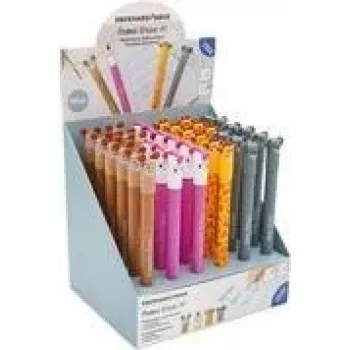 Présentoir de stylos gel Faber-Castell Eberhard Faber Animal Erase it!, 36 stylos, encre bleue, 0,7 mm, effaçables, rechargeables 560109