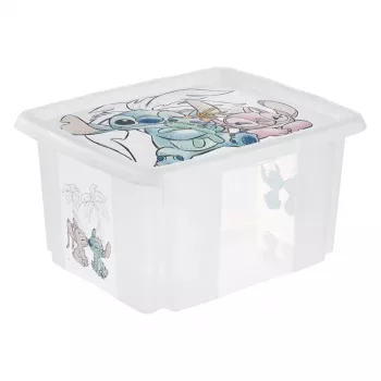 Boîte de rangement keeeper karolina Stitch, 24 litres, boîte pivotante/empilable avec couvercle, PP, transparente, 1 pièce 1223700131900