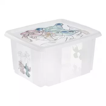 Boîte de rangement keeeper karolina Stitch, 24 litres, boîte pivotante/empilable avec couvercle, PP, transparente, 1 pièce 1223700131900
