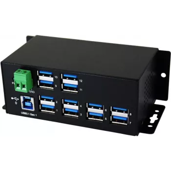 Hub industriel sur rail DIN EXSYS EX-1112HMS 12 ports USB 3.2 Gen 1