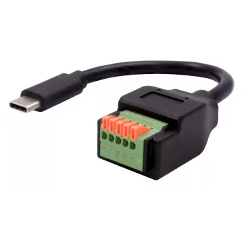 Câble adaptateur EXSYS USB-C mâle vers bornier 5 broches avec bouton-poussoir, USB 2.0, 15 cm EX-49123