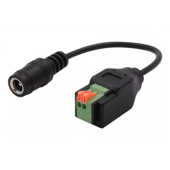 Câble adaptateur EXSYS prise DC 5,5x2,1 mm vers bornier 2 broches avec bouton-poussoir, 15 cm EX-49141