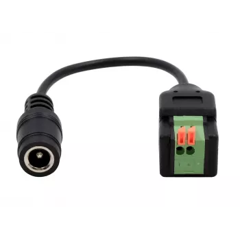 Câble adaptateur EXSYS prise DC 5,5x2,1 mm vers bornier 2 broches avec bouton-poussoir, 15 cm EX-49141