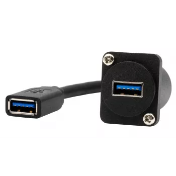 Adaptateur câble EXSYS EX-49165 type D pour montage sur panneau USB-A femelle vers femelle, USB 3.2 Gen 1, 20 cm