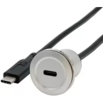 Adaptateur métallique pour montage sur panneau EXSYS EX-49183, USB-C femelle vers mâle, USB 3.2 Gen 1, 30 cm