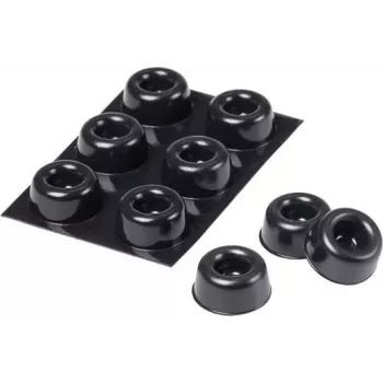 Patins amortisseurs ronds autocollants 3M SJ 5009 MPBB, noirs, 22,3 mm de diamètre x 10,1 mm de hauteur, 6 pièces