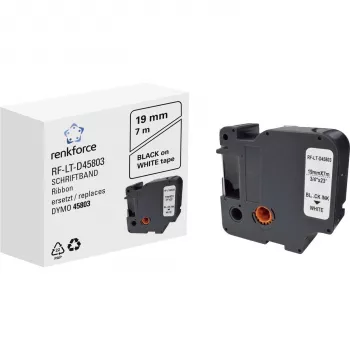 Cassette de ruban d'étiquetage DYMO D1 compatible Renkforce RF-LT-D45803, 19 mm, blanc/noir, 7 m RF-6027838
