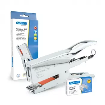 Pince agrafeuse Rapesco Porpoise ONE, chrome, capacité 45 feuilles, profondeur de gorge 59 mm 1794