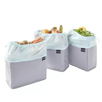 Sac de rangement pour fruits et légumes keeeper nea, 9 litres, gris/aquamarine, cordon de serrage, pliable, contact alimentaire, 1 pièce 1229562400000