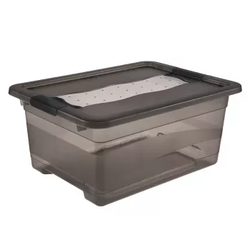Boîte de rangement keeeper Cornelia, 12 L, Kristallgrau transparent, avec couvercle coulissant 1094182700000
