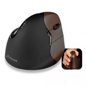 Evoluent VerticalMouse 4 Small Wireless Laser Mouse for Right Hand, Black/Silver 500793