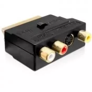 Adaptateur SCART Wentronic Goobay, SCART mâle vers 3 RCA femelle + Mini-DIN 4 broches femelle, noir 50499