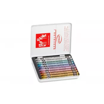 Pastels à la cire métalliques Caran d'Ache Neocolor I, ensemble de 10, ronds avec étui en papier 7004.310