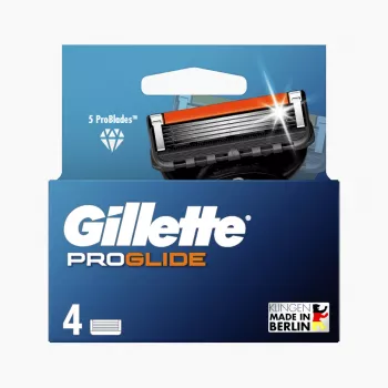 Recharges de lames de rasoir Gillette ProGlide pour hommes, 4 cartouches, 5 lames anti-friction + tondeuse de précision, Lubrastrip, compatibles avec les manches Fusion5 8001090456366