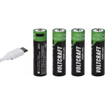 VOLTCRAFT AA Li-Ion accus rechargeables 2000 mAh 1,5 V pack de 4 avec fonction de charge USB-C (VC-17275570)