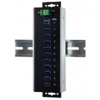 EXSYS EX-1110HMVS-WT hub USB 3.2 Gen 1 industriel 10 ports, montage sur rail DIN, métal, 5Gbps