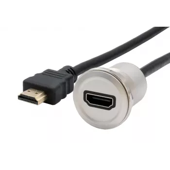 EXSYS EX-49180 Adaptateur HDMI métallique pour montage en panneau, femelle vers mâle, 30 cm