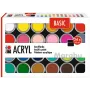 Marabu ensemble de peinture acrylique BASIC, 24 x 18 ml, haute pigmentation, très haute résistance à la lumière 1210000000215