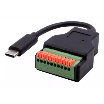 EXSYS EX-49125 câble adaptateur USB-C mâle vers bornier 10 broches avec bouton-poussoir, 15 cm, USB 3.2 Gen 1