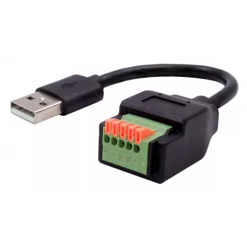 EXSYS câble adaptateur USB-A mâle vers bornier 5 broches avec bouton-poussoir, USB 2.0, 15 cm EX-49129