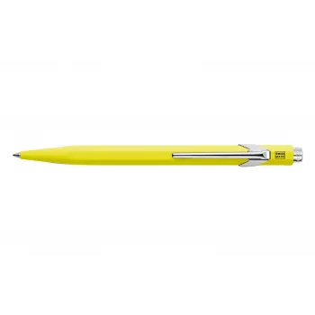 Stylo bille 849 PopLine Fluo Caran d'Ache, jaune fluorescent, encre bleue, medium 849.470