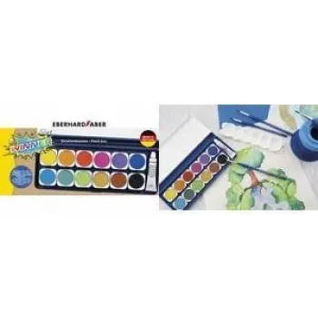 Boîte de peinture opaque WINNER Eberhard Faber Faber-Castell, 12 couleurs vives, couvercle transparent amovible 578314