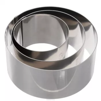 Cercles de cuisson ronds en acier inoxydable Metaltex, ensemble de 3, argent, hauteur 45 mm 204536010