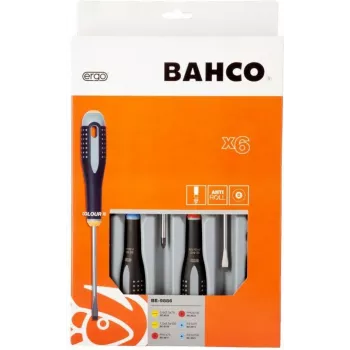 Ensemble de tournevis d'atelier Bahco ERGO 6 pièces plat, Phillips, Pozidriv (BE-9886)