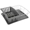 Égouttoir à vaisselle Metaltex Aquatex PLUS avec bac d'égouttage et porte-couverts, argent/anthracite 325026068