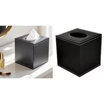 Boîte à mouchoirs carrée en similicuir DEFLECTO DEFTISSQU noir