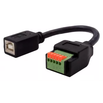 Adaptateur EXSYS EX-49130 USB 2.0 USB-B femelle vers bornier 5 broches avec bouton-poussoir, 15 cm