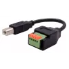 Câble adaptateur EXSYS USB-B mâle vers bornier 5 broches avec bouton-poussoir, USB 2.0, 15 cm EX-49131