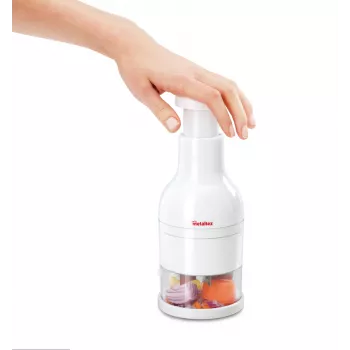 Hachoir à oignons Metaltex Twist, blanc - hachoir à légumes manuel avec lames en acier inoxydable extra-affûtées 251305014