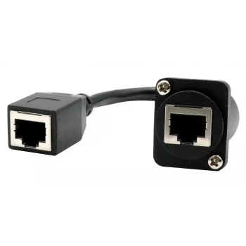 Connecteur RJ45 femelle encastrable type D EXSYS, femelle vers femelle, CAT.5e, 20 cm, blindé, noir EX-49160